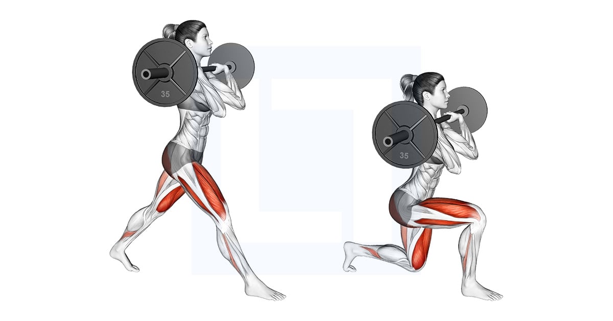 Split squat front rack à la barre