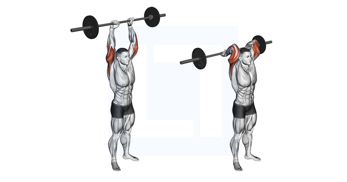 Barbell Standing Overhead Triceps Extension