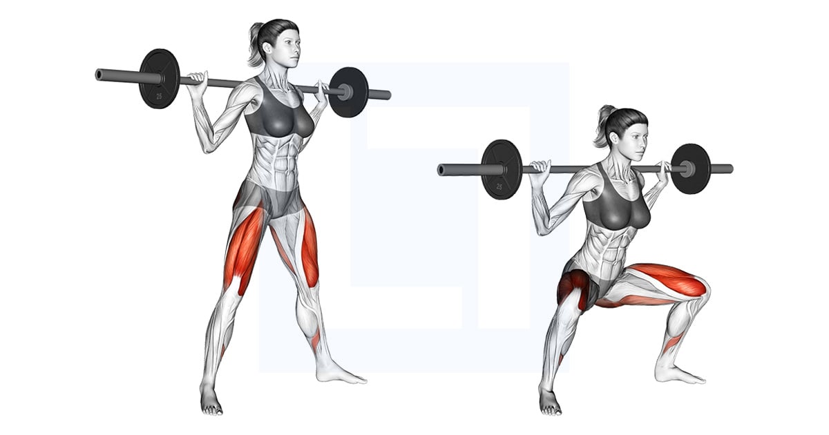 Squat large à la barre