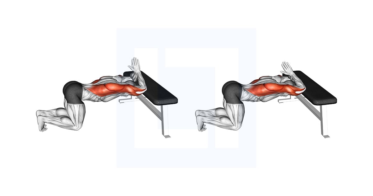 Kneeling Lat Stretch on Bench