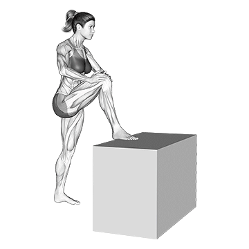 Standing High Leg Bent Knee Hamstring Étirement