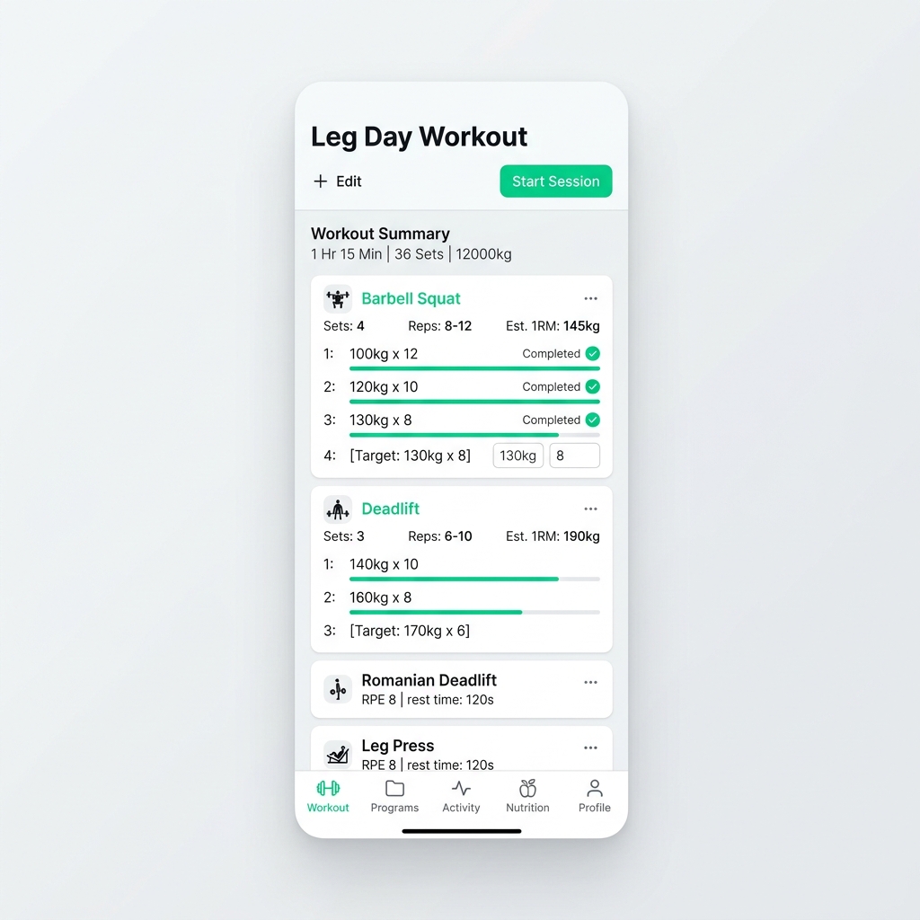 GymTracker Workout Builder Mockup
